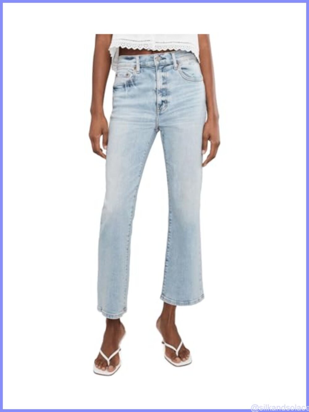 High-Rise Crop Kick Flare Jeans in Hug Fabric Stretch Denim
